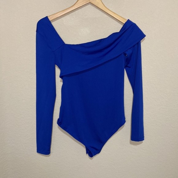 Zara ASYMMETRICAL LONG SLEEVE BODYSUIT BLUE S******sold****** - Picture 3 of 4
